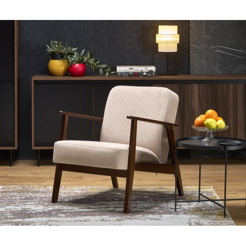 Armchair MILANO 1S beige dark walnut
