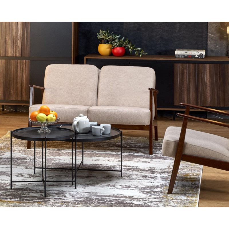 Sofa MILANO 2S beige dark walnut