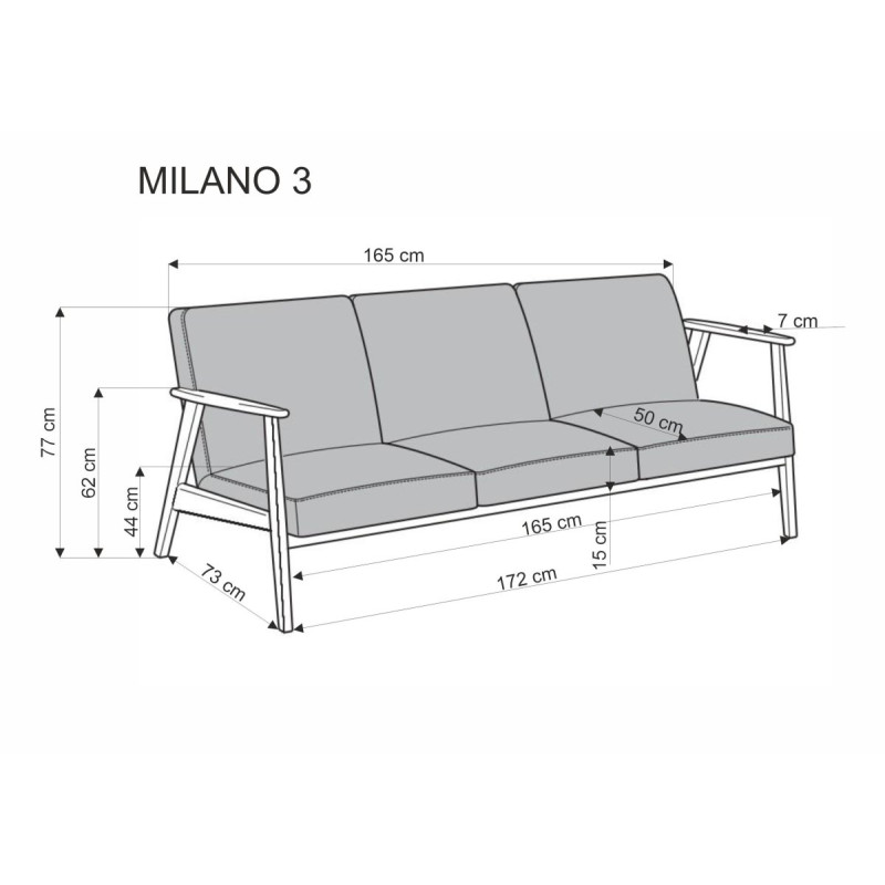 Diivan MILANO 3S beež tume pähkel