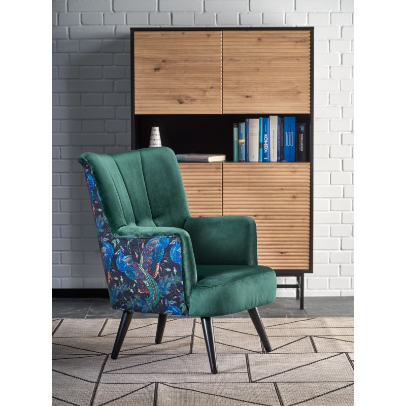 Armchair PAGONI color dark green / black
