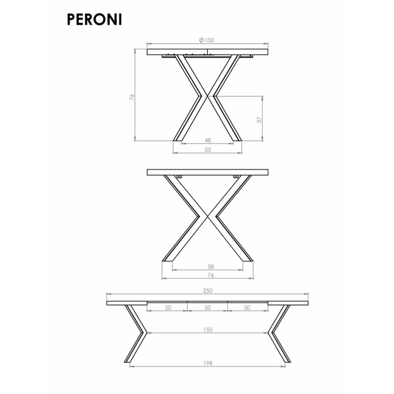 Table extension PERONI walnut/black