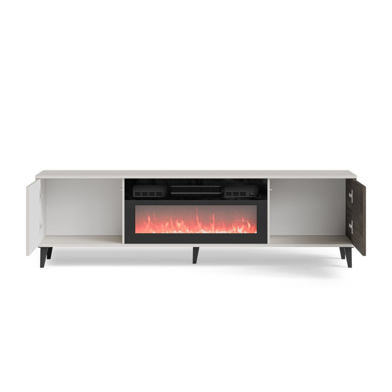 TV-alus RANDOM 2 RTV-K with fireplace 180 cm kašmiir/pähkel/must