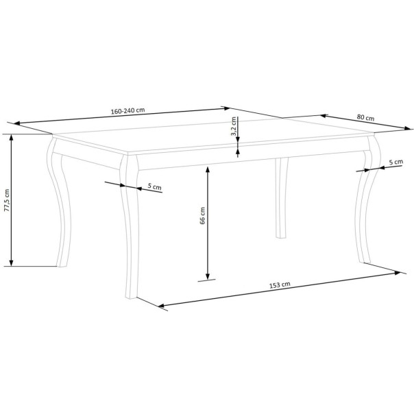 Table WINDSOR extension color dark oak/black