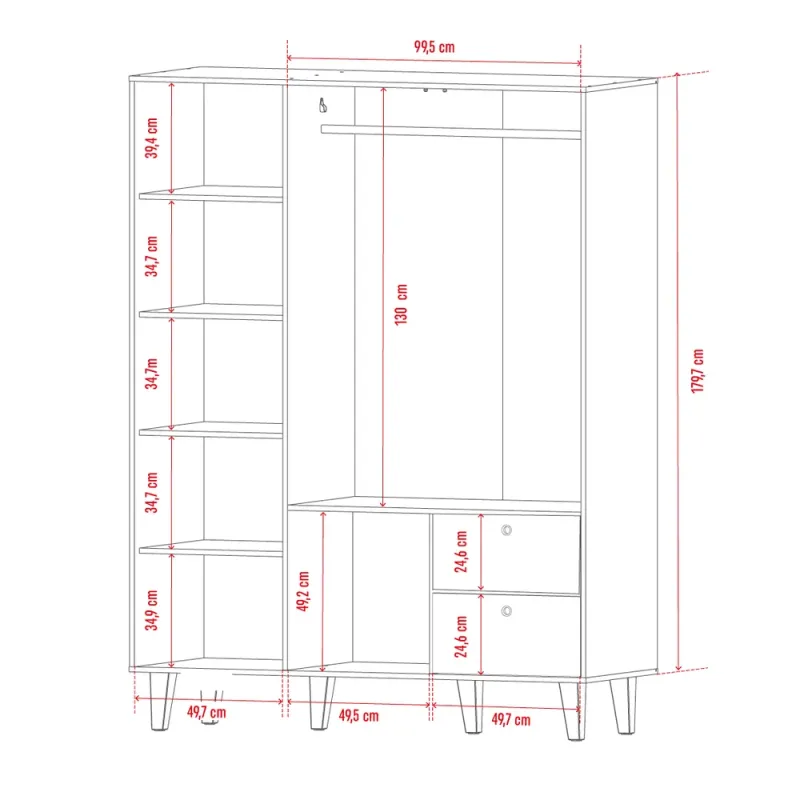 3-ukselne riidekapp Concept